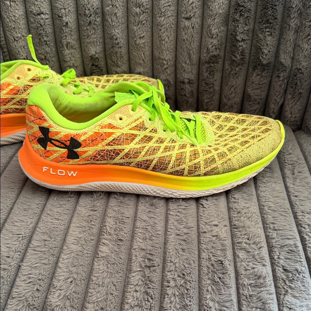 Under Armour Flow Velocity Wind Quirky Lime Blaze Orange Athletic Shoes size 12 - Picture 2 of 10